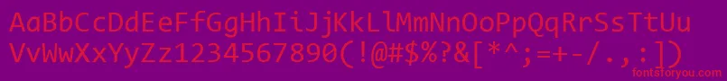 CodeNewRoman-Schriftart – Rote Schriften auf violettem Hintergrund