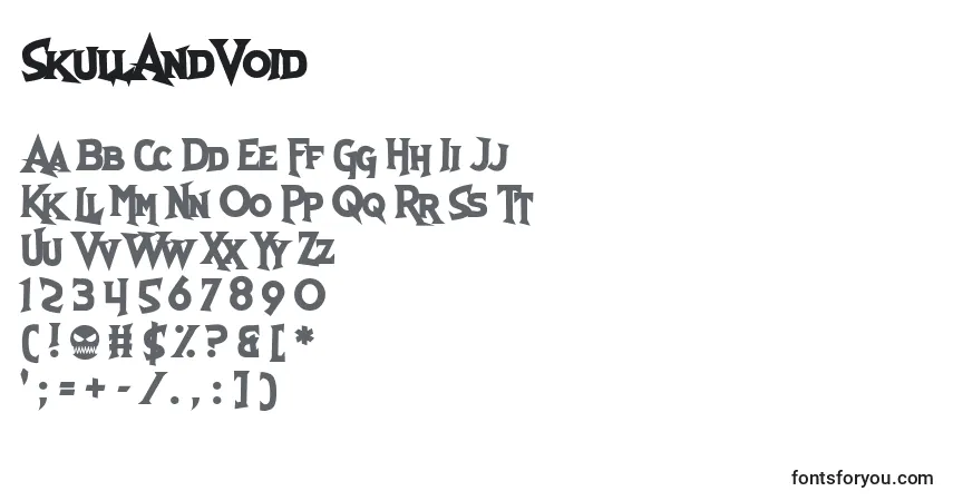 Czcionka SkullAndVoid – alfabet, cyfry, specjalne znaki