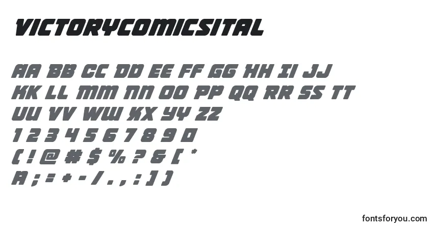 Schriftart Victorycomicsital – Alphabet, Zahlen, spezielle Symbole