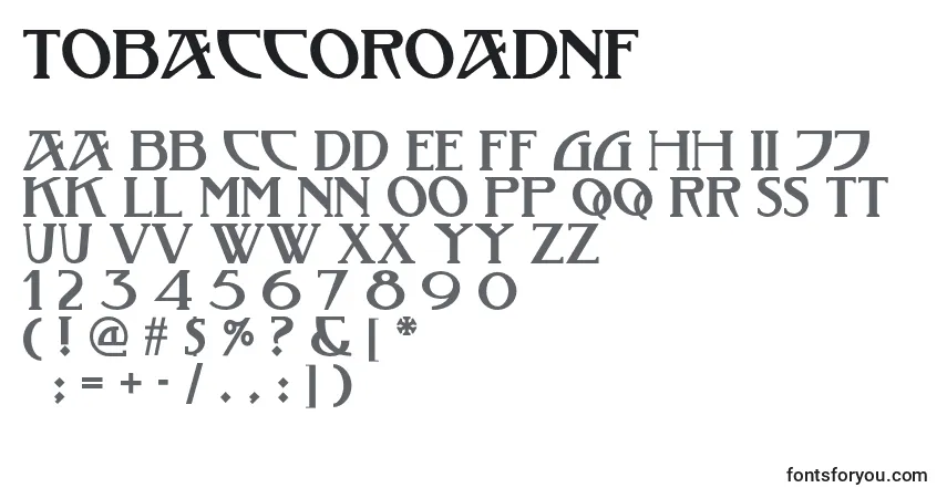 Tobaccoroadnf Font – alphabet, numbers, special characters