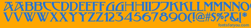 フォントTobaccoroadnf – オレンジの背景に青い文字