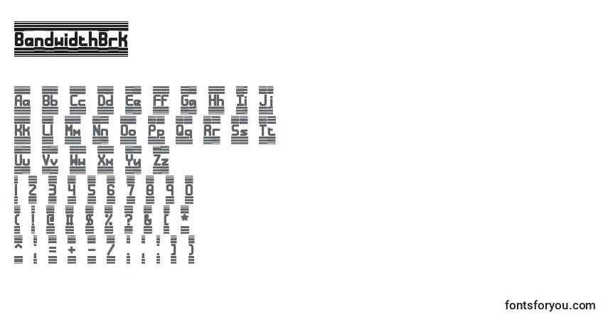 Czcionka BandwidthBrk – alfabet, cyfry, specjalne znaki