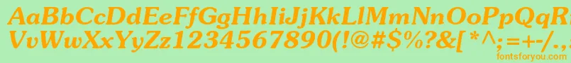 SurprizcBolditalic-Schriftart – Orangefarbene Schriften auf grünem Hintergrund