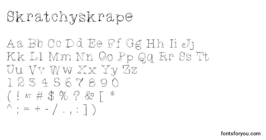 Czcionka Skratchyskrape – alfabet, cyfry, specjalne znaki