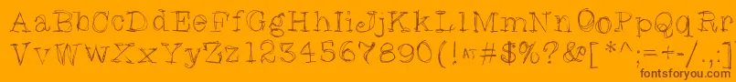 Skratchyskrape-Schriftart – Braune Schriften auf orangefarbenem Hintergrund