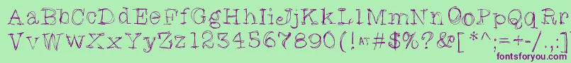Skratchyskrape-Schriftart – Violette Schriften auf grünem Hintergrund