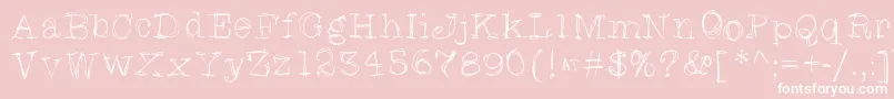 Skratchyskrape-Schriftart – Weiße Schriften auf rosa Hintergrund