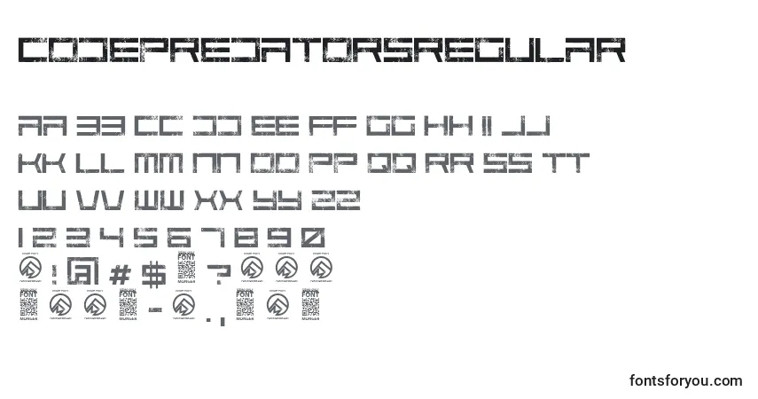 Fuente CodepredatorsRegular (107396) - alfabeto, números, caracteres especiales