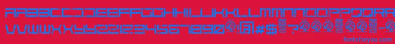 CodepredatorsRegular-Schriftart – Blaue Schriften auf rotem Hintergrund
