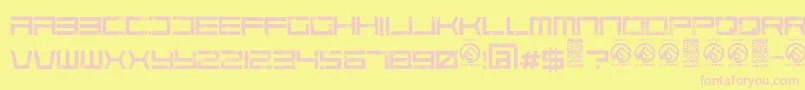 CodepredatorsRegular-fontti – vaaleanpunaiset fontit keltaisella taustalla