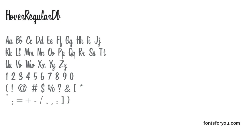 HoverRegularDb Font – alphabet, numbers, special characters