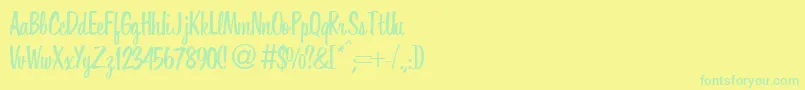 HoverRegularDb Font – Green Fonts on Yellow Background