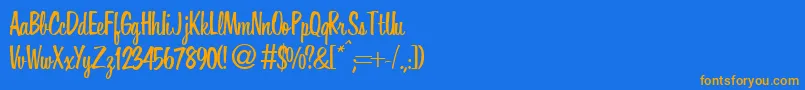 HoverRegularDb Font – Orange Fonts on Blue Background