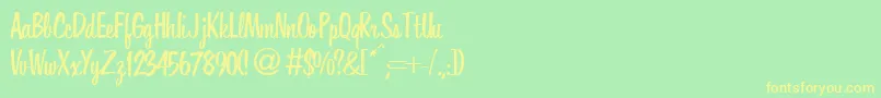 HoverRegularDb Font – Yellow Fonts on Green Background
