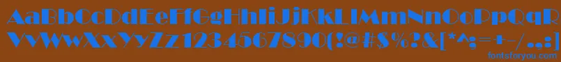 Broadw-Schriftart – Blaue Schriften auf braunem Hintergrund