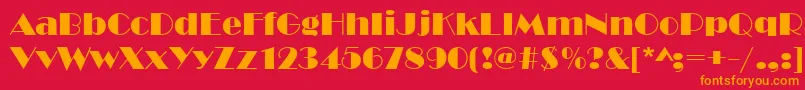 フォントBroadw – 赤い背景にオレンジの文字