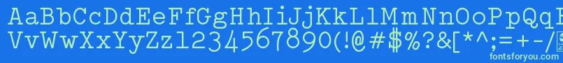 Czcionka TypowriterRegularDemo – zielone czcionki na niebieskim tle