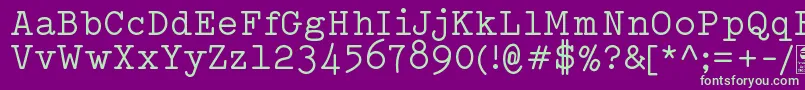 TypowriterRegularDemo Font – Green Fonts on Purple Background