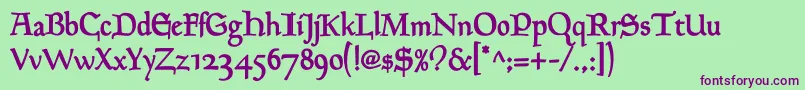 GoudyMediaevalDemibold Font – Purple Fonts on Green Background