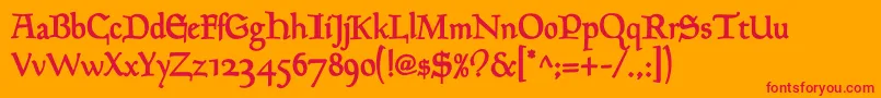 GoudyMediaevalDemibold Font – Red Fonts on Orange Background