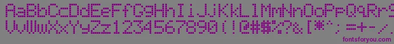 LiquidCrystalDisplay-fontti – violetit fontit harmaalla taustalla