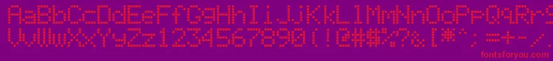 LiquidCrystalDisplay-Schriftart – Rote Schriften auf violettem Hintergrund