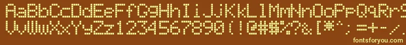 LiquidCrystalDisplay-fontti – keltaiset fontit ruskealla taustalla