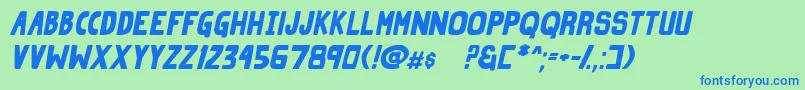 Czcionka GrindZeroBoldItalic – niebieskie czcionki na zielonym tle