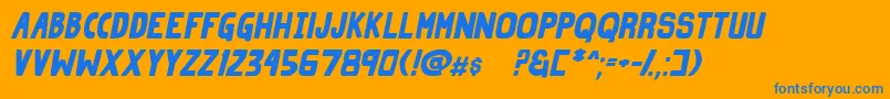Czcionka GrindZeroBoldItalic – niebieskie czcionki na pomarańczowym tle