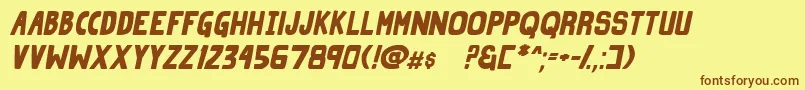 GrindZeroBoldItalic-Schriftart – Braune Schriften auf gelbem Hintergrund