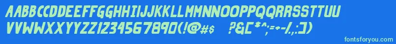 Police GrindZeroBoldItalic – polices vertes sur fond bleu