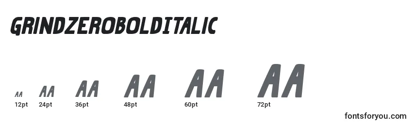 Размеры шрифта GrindZeroBoldItalic