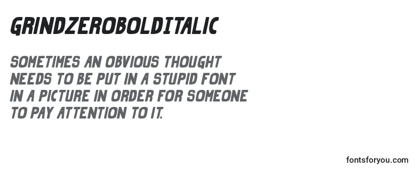 Review of the GrindZeroBoldItalic Font
