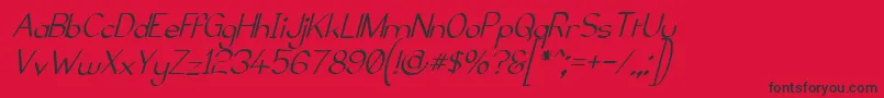 ElfarNormalItalicG98-fontti – mustat fontit punaisella taustalla
