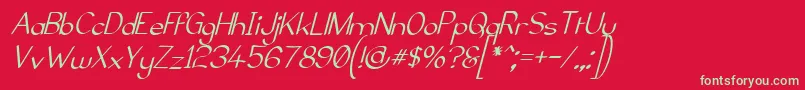 ElfarNormalItalicG98-fontti – vihreät fontit punaisella taustalla