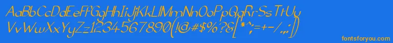 ElfarNormalItalicG98 Font – Orange Fonts on Blue Background