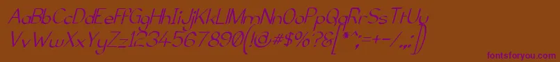 ElfarNormalItalicG98-Schriftart – Violette Schriften auf braunem Hintergrund