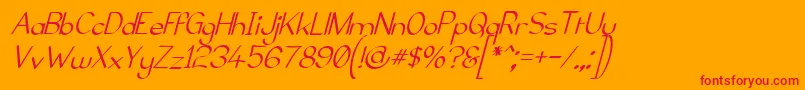ElfarNormalItalicG98-Schriftart – Rote Schriften auf orangefarbenem Hintergrund
