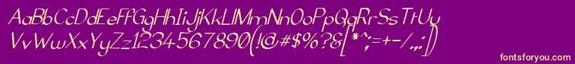 ElfarNormalItalicG98 Font – Yellow Fonts on Purple Background