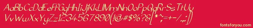 Fonte ElfarNormalItalicG98 – fontes amarelas em um fundo vermelho