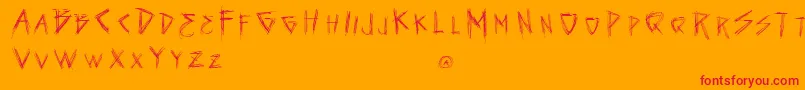 VtksSeven Font – Red Fonts on Orange Background