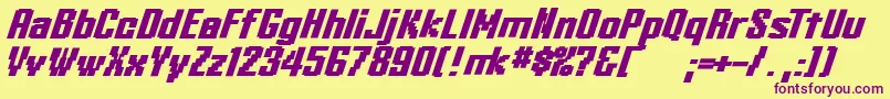 KleinheadlineBoldoblique Font – Purple Fonts on Yellow Background
