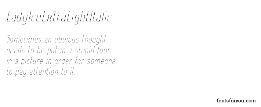 Review of the LadyIceExtraLightItalic Font