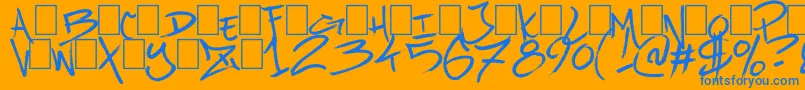 フォントUrbanBrushZone – オレンジの背景に青い文字