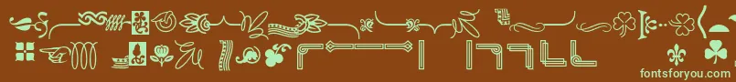 Czcionka Bordersornament6 – zielone czcionki na brązowym tle