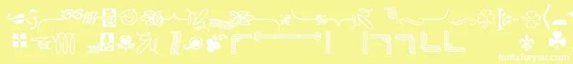 Bordersornament6-Schriftart – Weiße Schriften auf gelbem Hintergrund