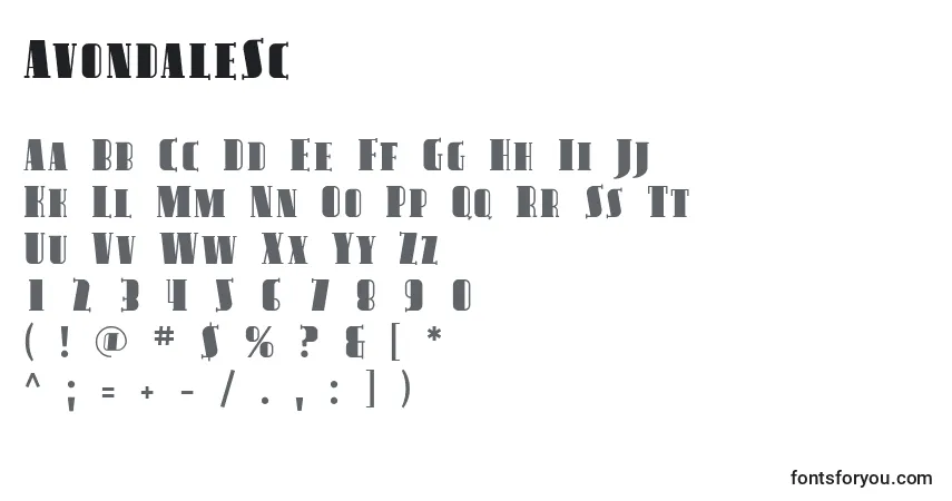 AvondaleSc Font – alphabet, numbers, special characters