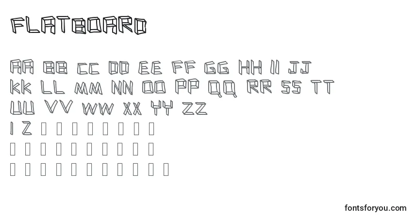 A fonte Flatboard – alfabeto, números, caracteres especiais