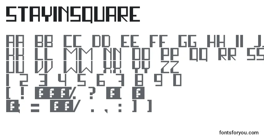 A fonte StayInSquare – alfabeto, números, caracteres especiais