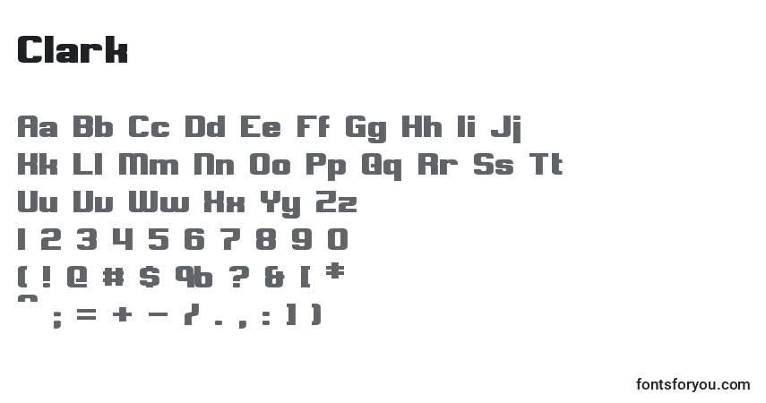 Шрифт Clark – алфавит, цифры, специальные символы